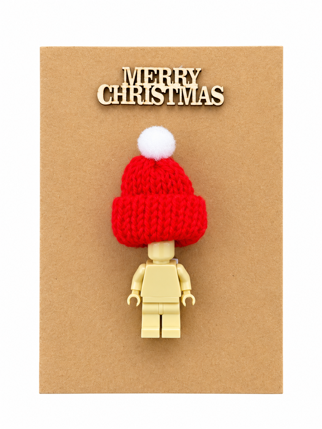 LIGHT TAN BRICK MAN SANTA CHRISTMAS CARD