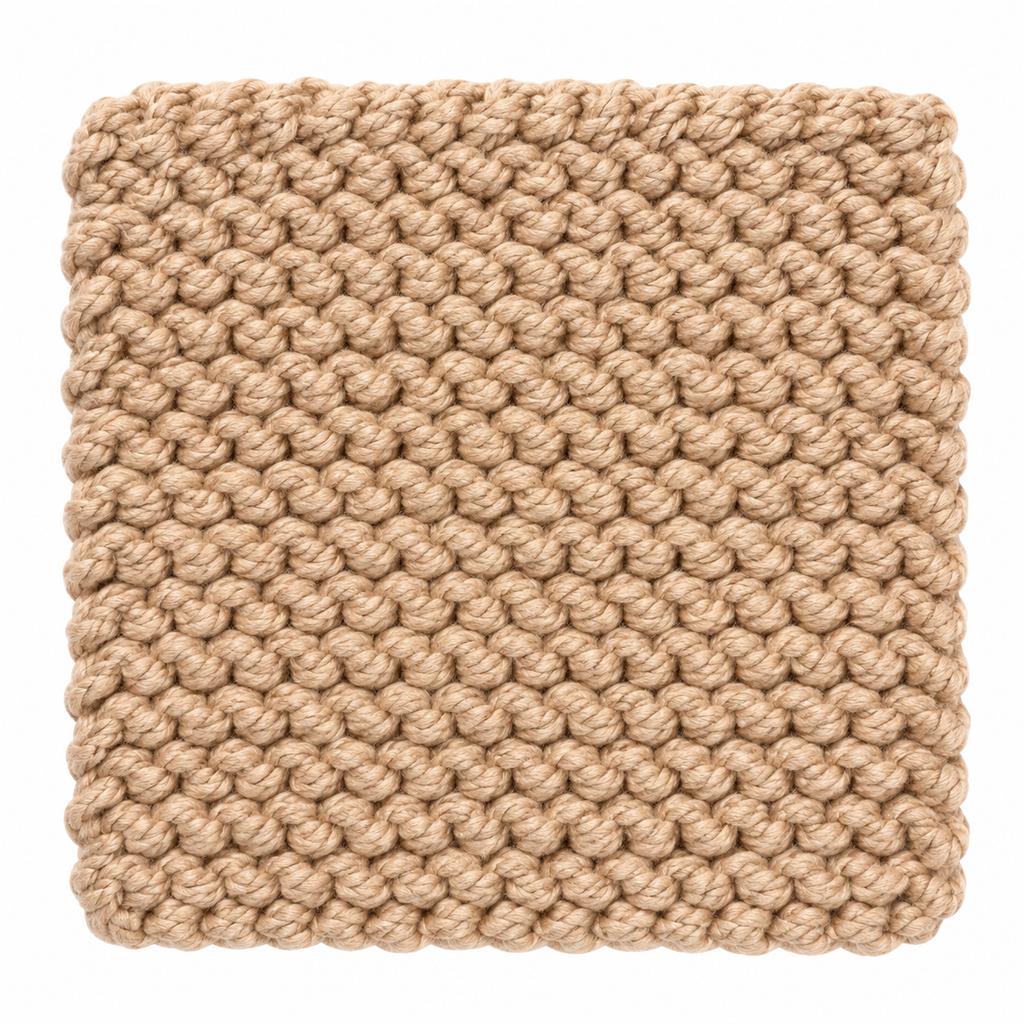 TAN HAND KNITTED TRIVET/POT STAND