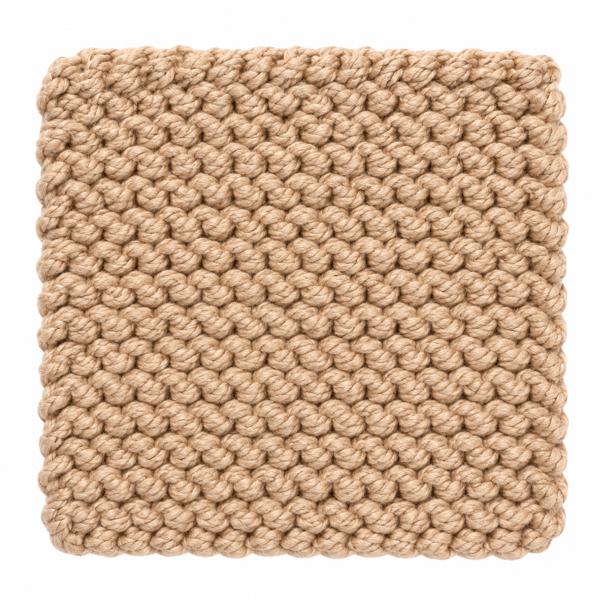 TAN HAND KNITTED TRIVET/POT STAND