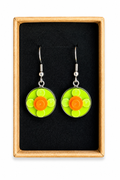 GREEN & ORANGE BRICK EARRINGS