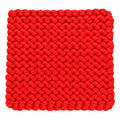 RED HAND KNITTED TRIVET/POT STAND