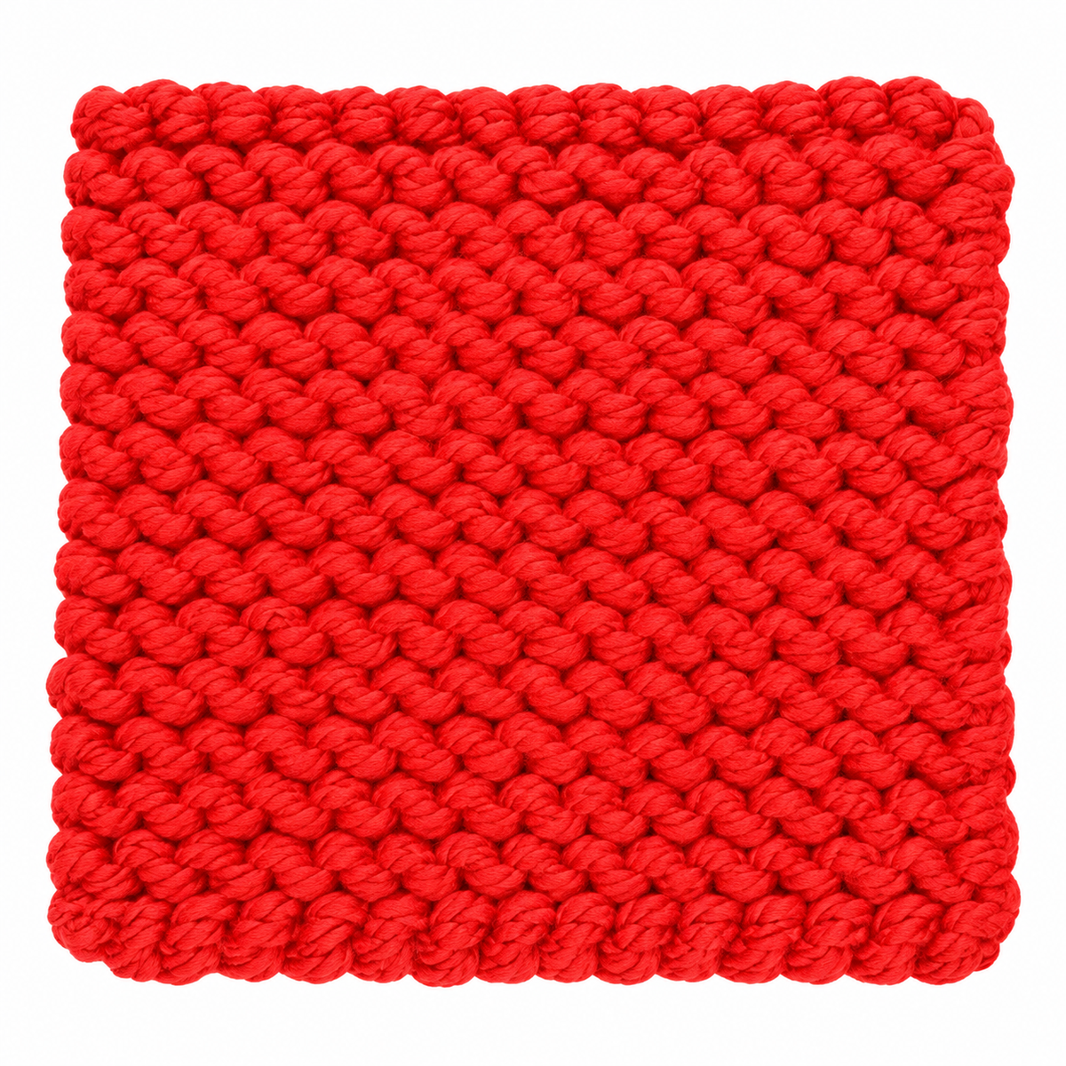 RED HAND KNITTED TRIVET/POT STAND