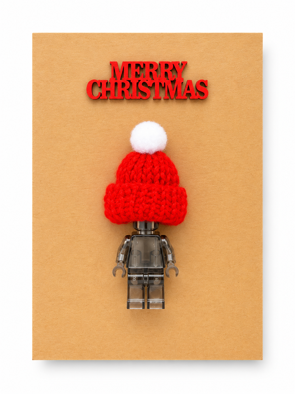 BLACK TRANSPARENT BRICK MAN SANTA CHRISTMAS CARD