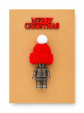 BLACK TRANSPARENT BRICK MAN SANTA CHRISTMAS CARD