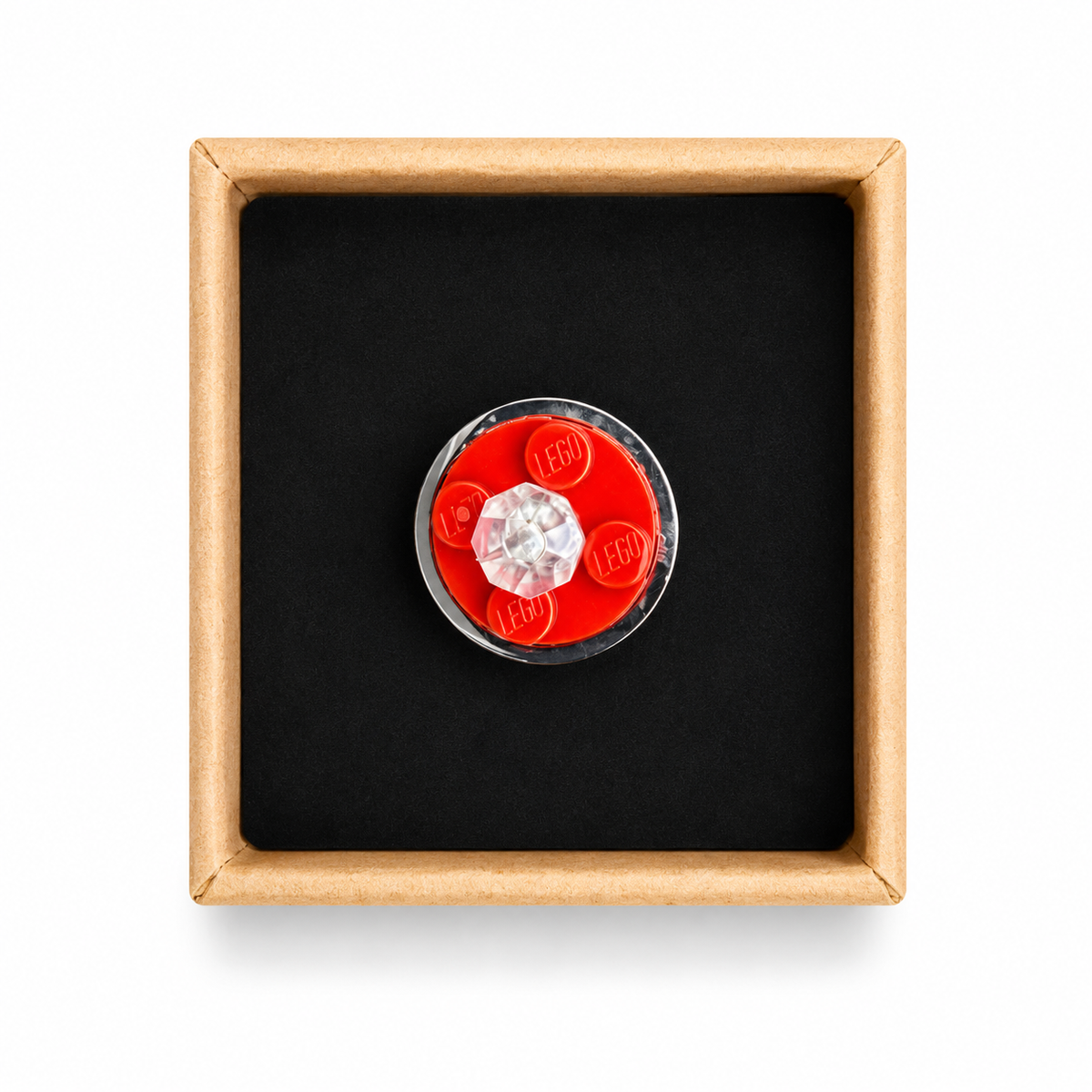 RED & CLEAR ADJUSTABLE BRICK RING