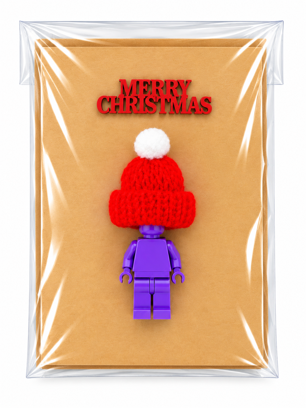 PURPLE BRICK MAN SANTA CHRISTMAS CARD