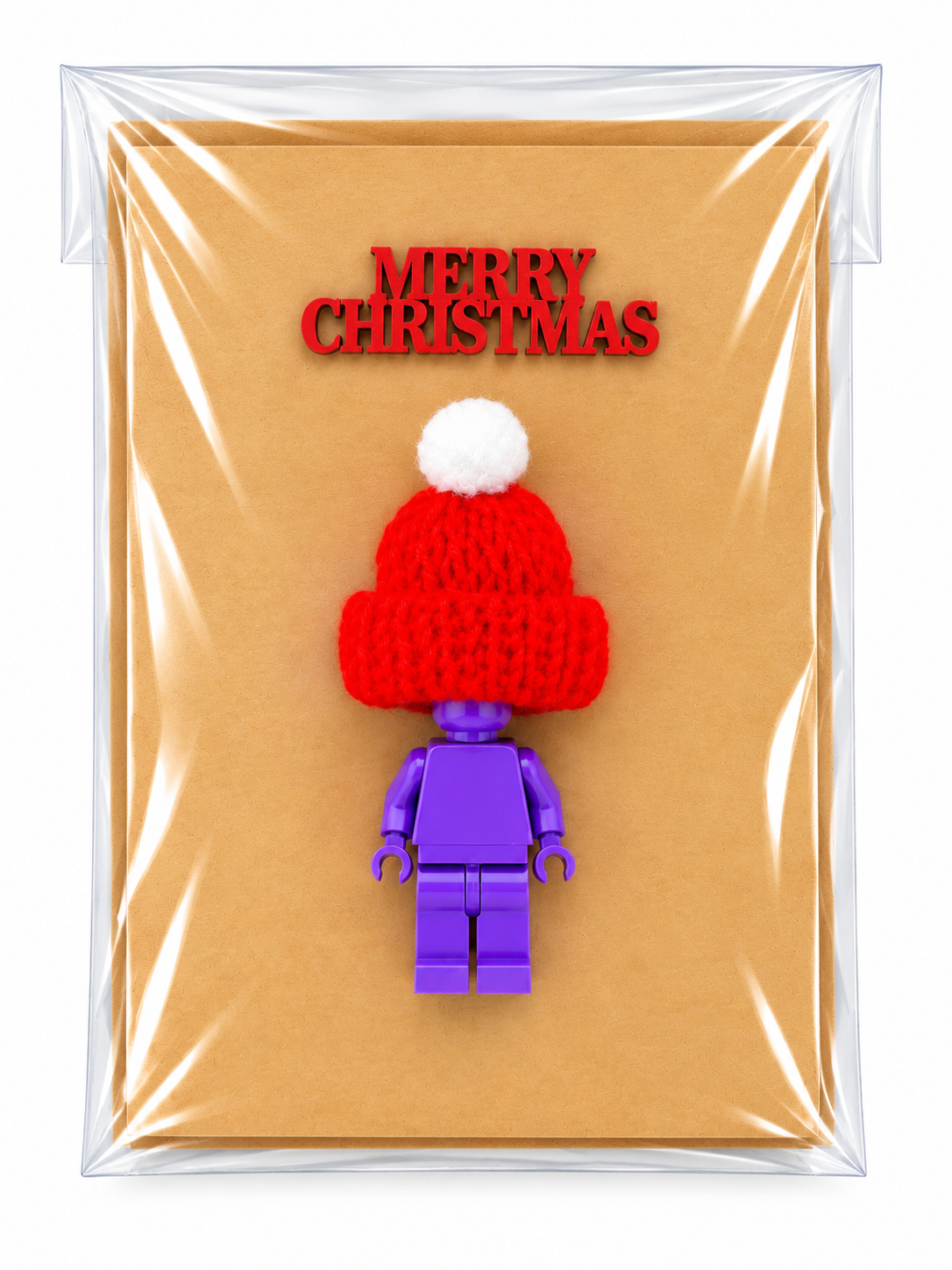 PURPLE BRICK MAN SANTA CHRISTMAS CARD