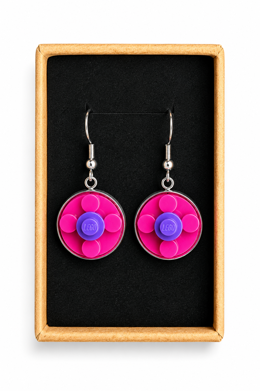 PINK & PURPLE BRICK EARRINGS