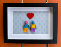 FRAMED MULTICOLOUR BRICK FIGURE COUPLE WITH HEART