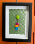 FRAMED MULTICOLOUR BRICK FIGURE WITH BALLOON