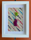 FRAMED DARK PINK BRICK FIGURE WITH BALLOON