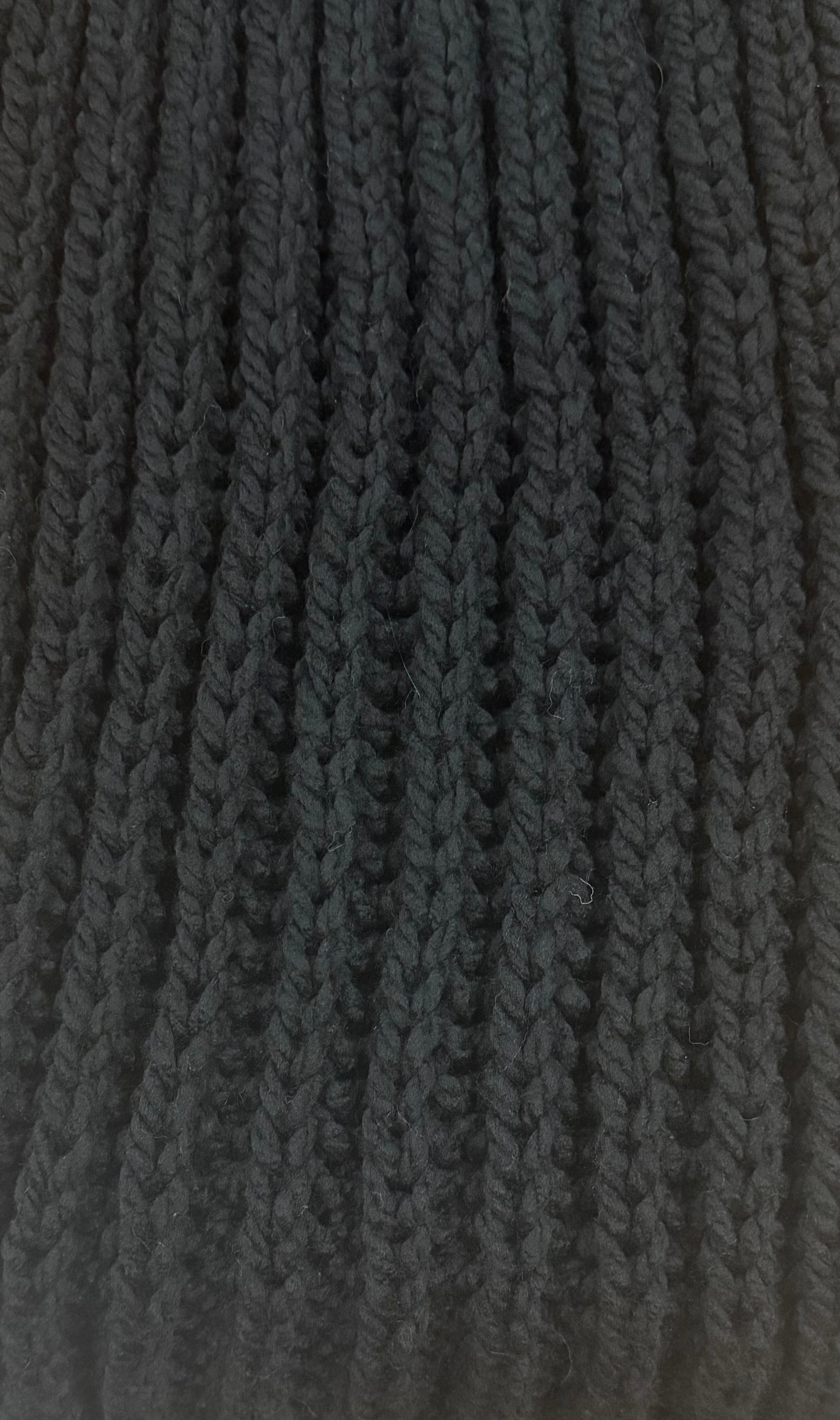 Hand knitted Black & Grey chunky rib pattern scarf
