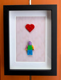 FRAMED MULTICOLOUR BRICK FIGURE WITH HEART