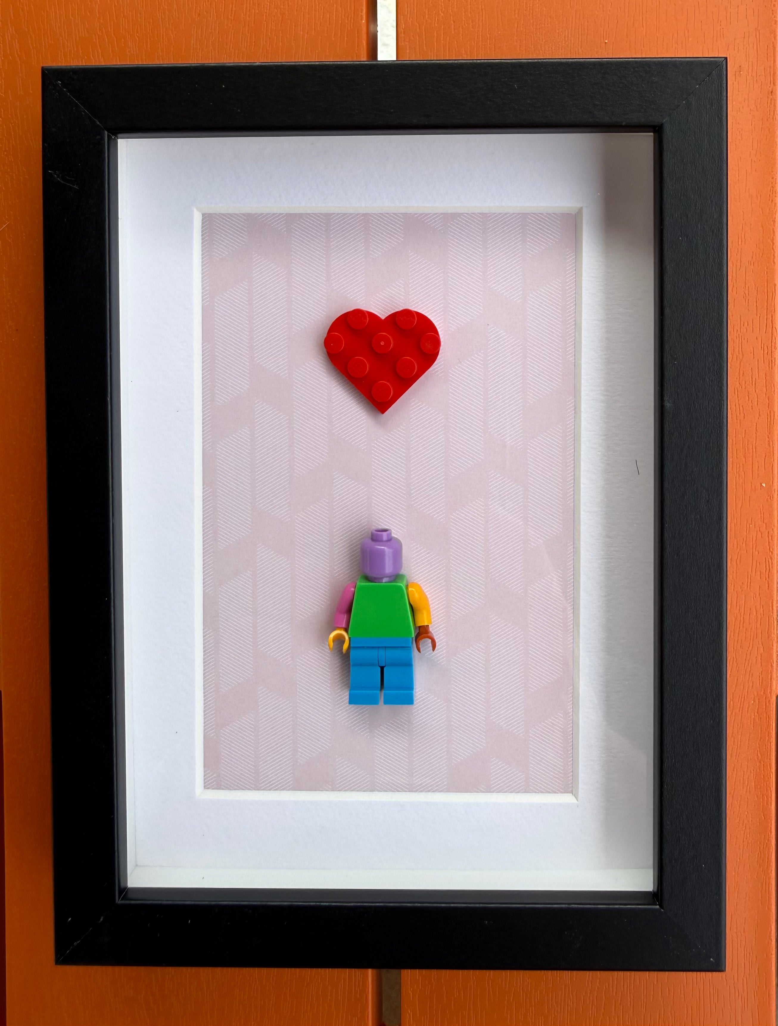 FRAMED MULTICOLOUR BRICK FIGURE WITH HEART