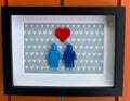 FRAMED BLUE BRICK FIGURE COUPLE WITH HEART