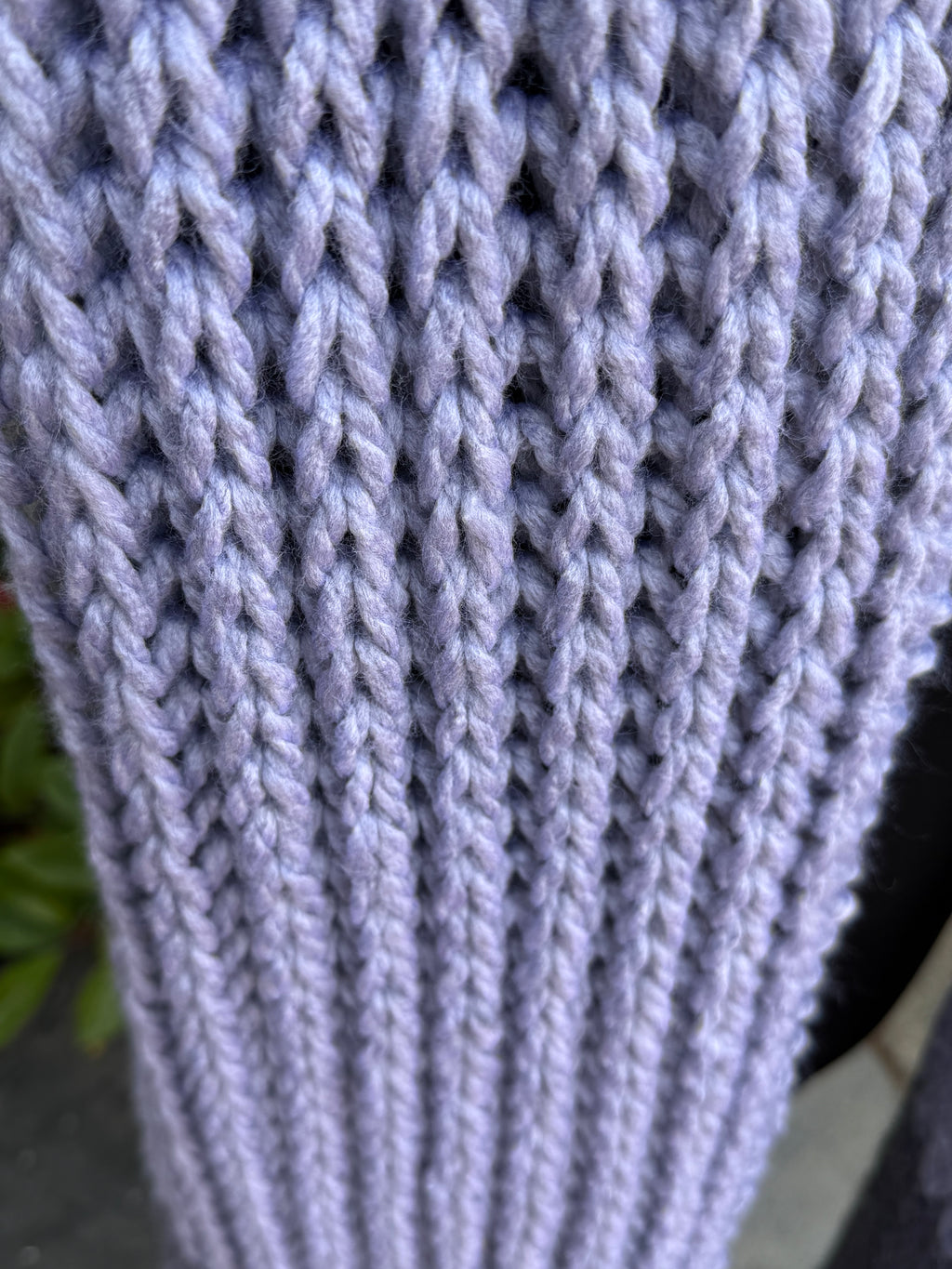 Hand knitted Light & Dark Grey chunky rib pattern scarf