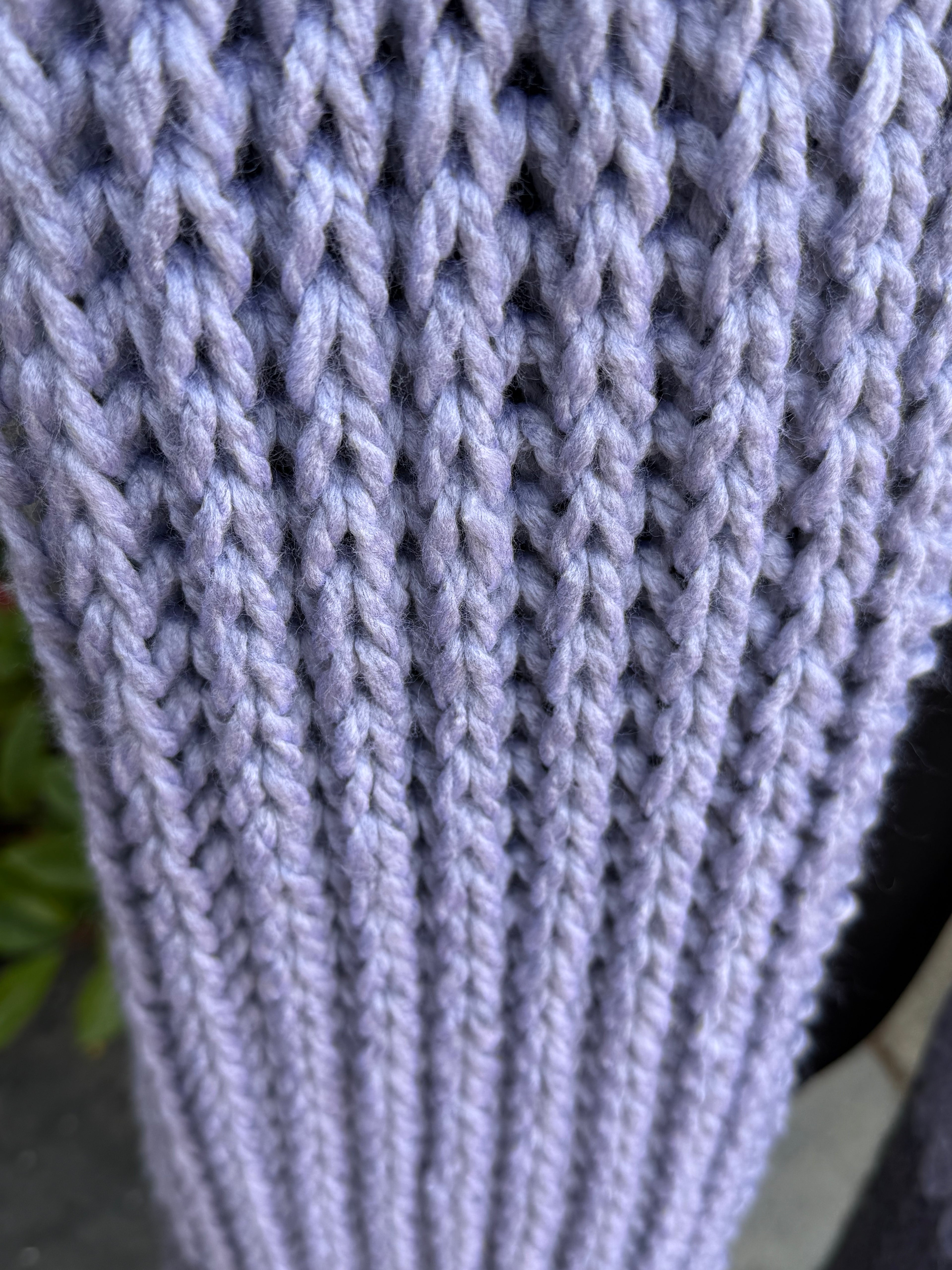 Hand knitted Light & Dark Grey chunky rib pattern scarf