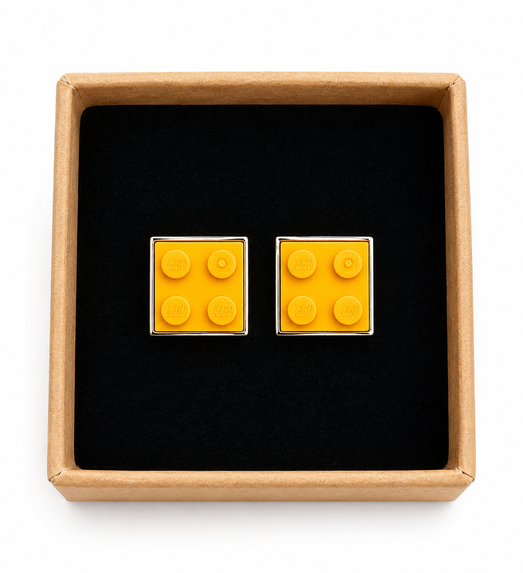 MUSTARD YELLOW BRICK CUFFLINKS