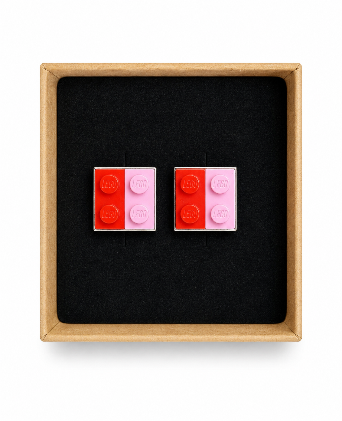 PINK & RED BRICK CUFFLINKS