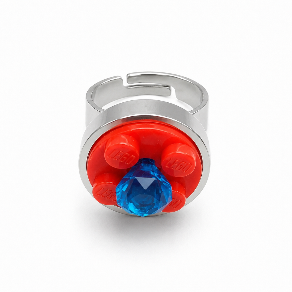 ADJUSTABLE RED & BLUE BRICK RING
