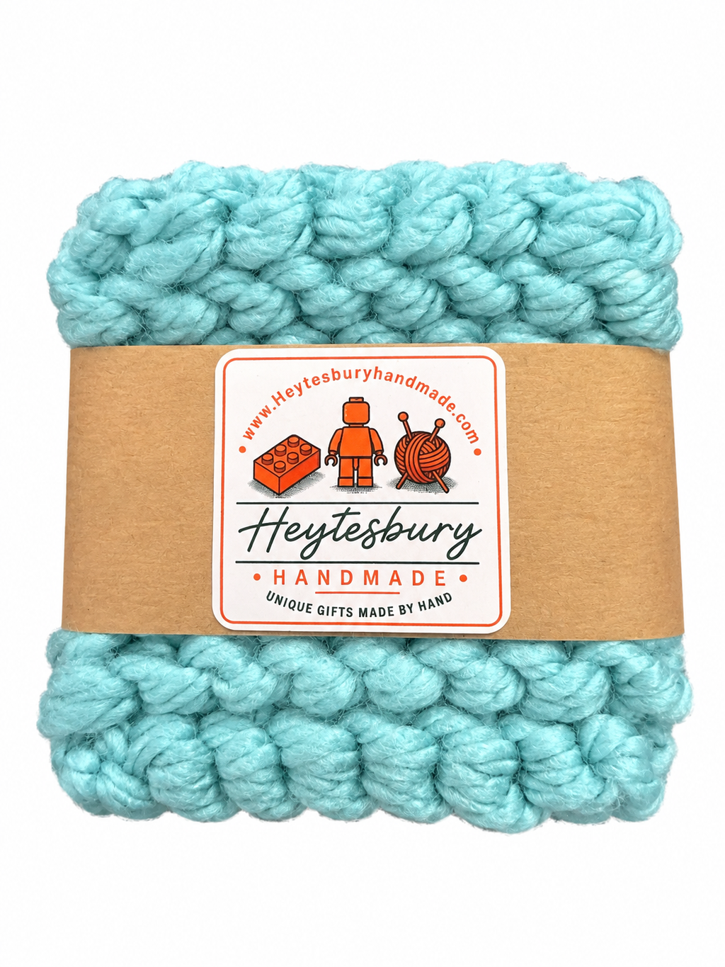 PALE BLUE HAND KNITTED COASTER SET