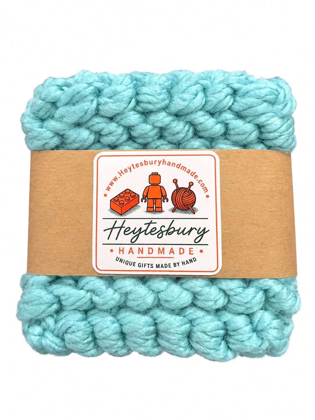PALE BLUE HAND KNITTED COASTER SET