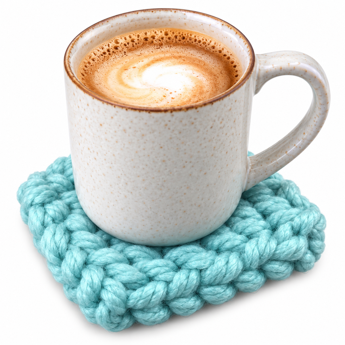PALE BLUE HAND KNITTED COASTER SET