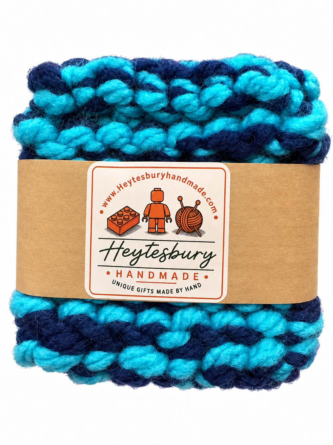 BLUE & TURQUOISE HAND KNITTED COASTER SET