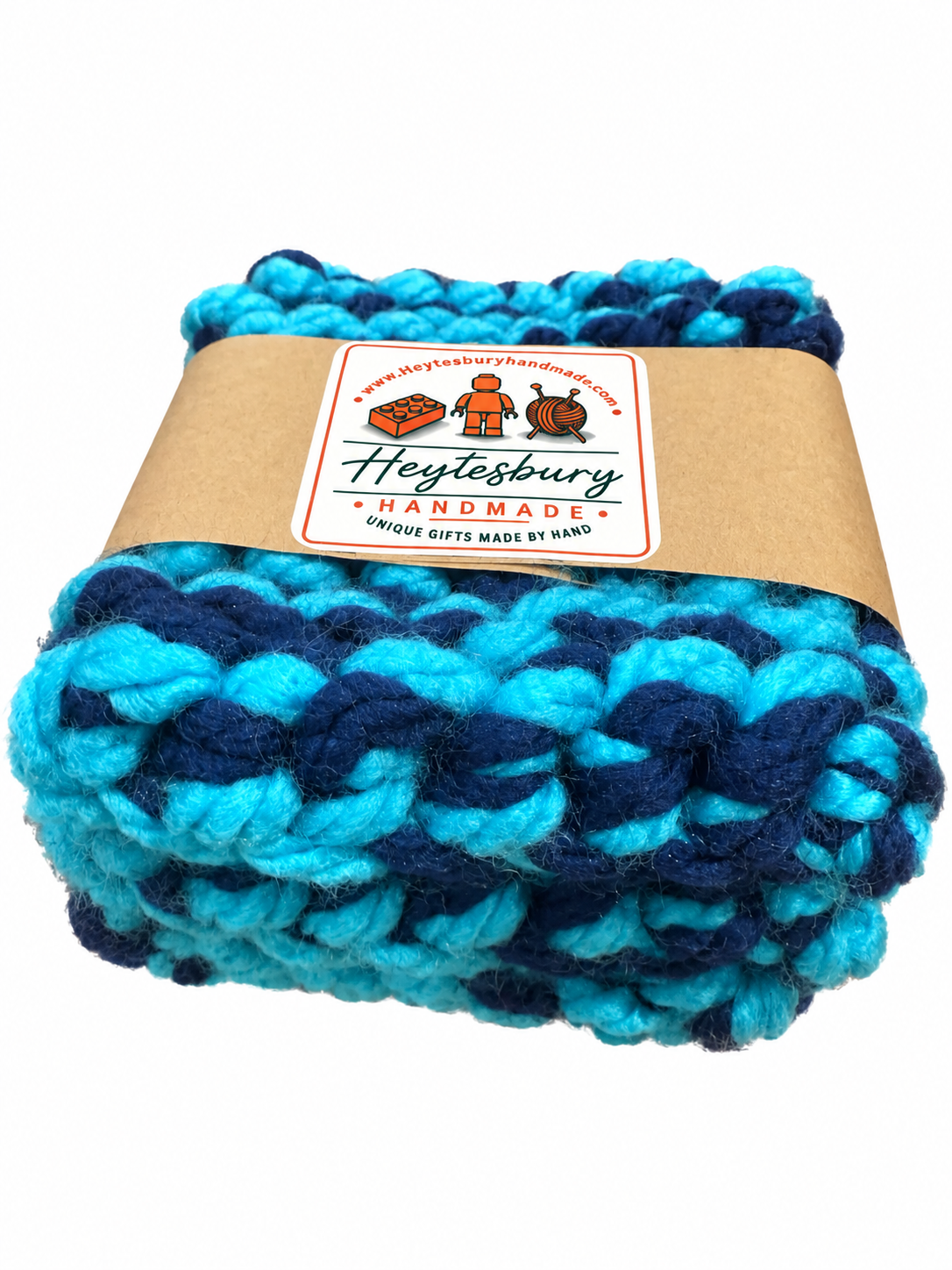 BLUE & TURQUOISE HAND KNITTED COASTER SET