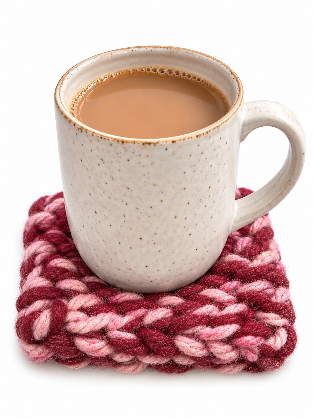 MAROON & PINK HAND KNITTED COASTER SET