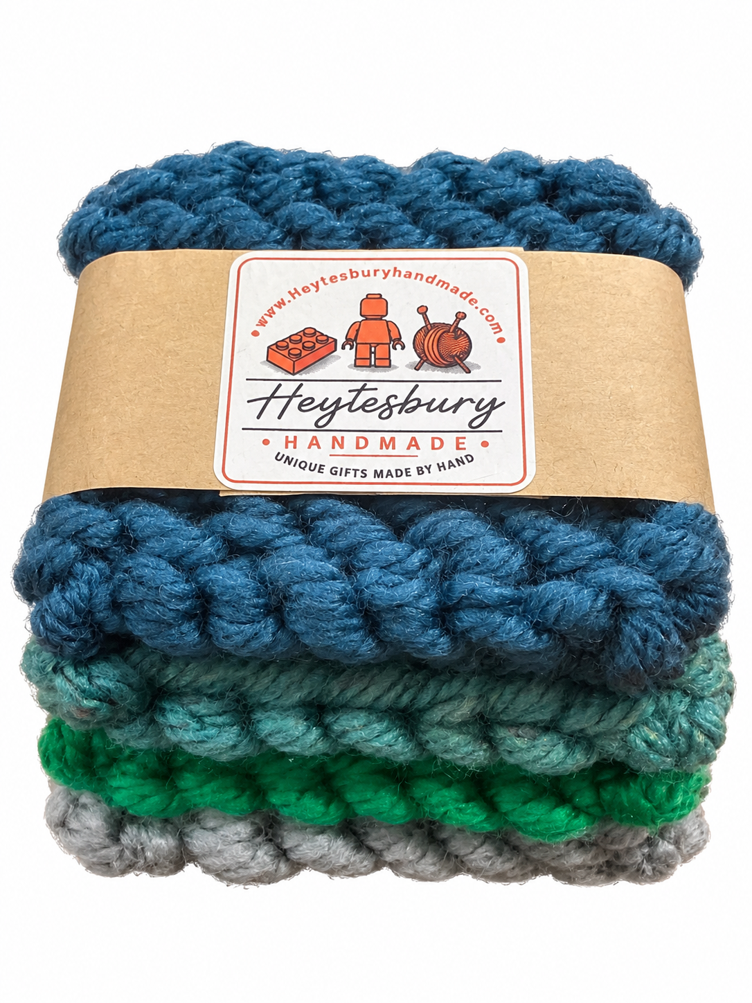 MULTICOLOURED HAND KNITTED COASTER SET