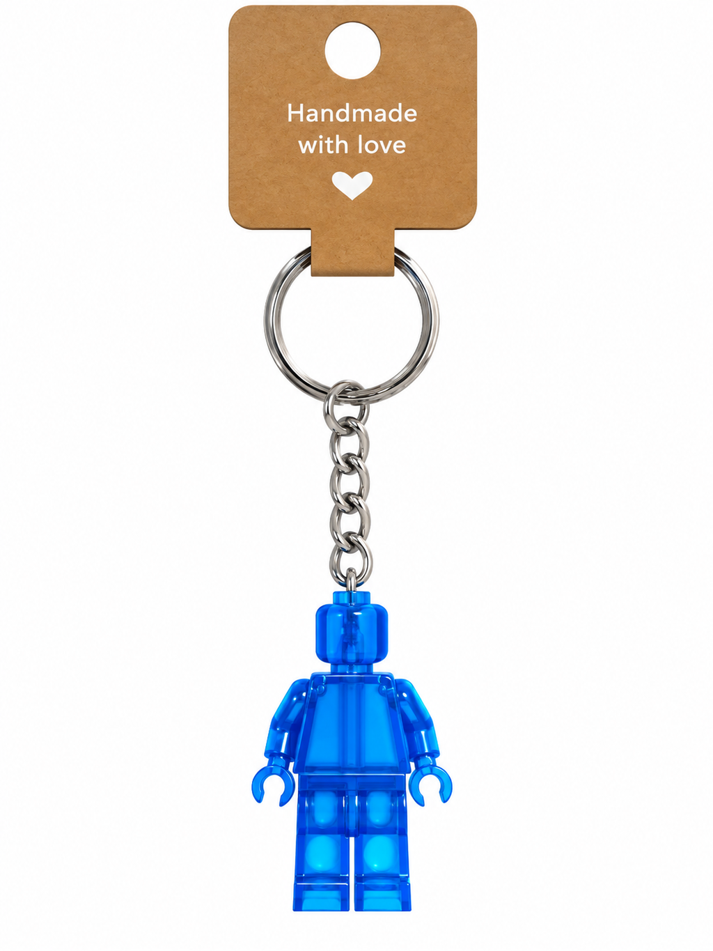 TRANSPARENT BLUE BRICK FIGURE KEYRING