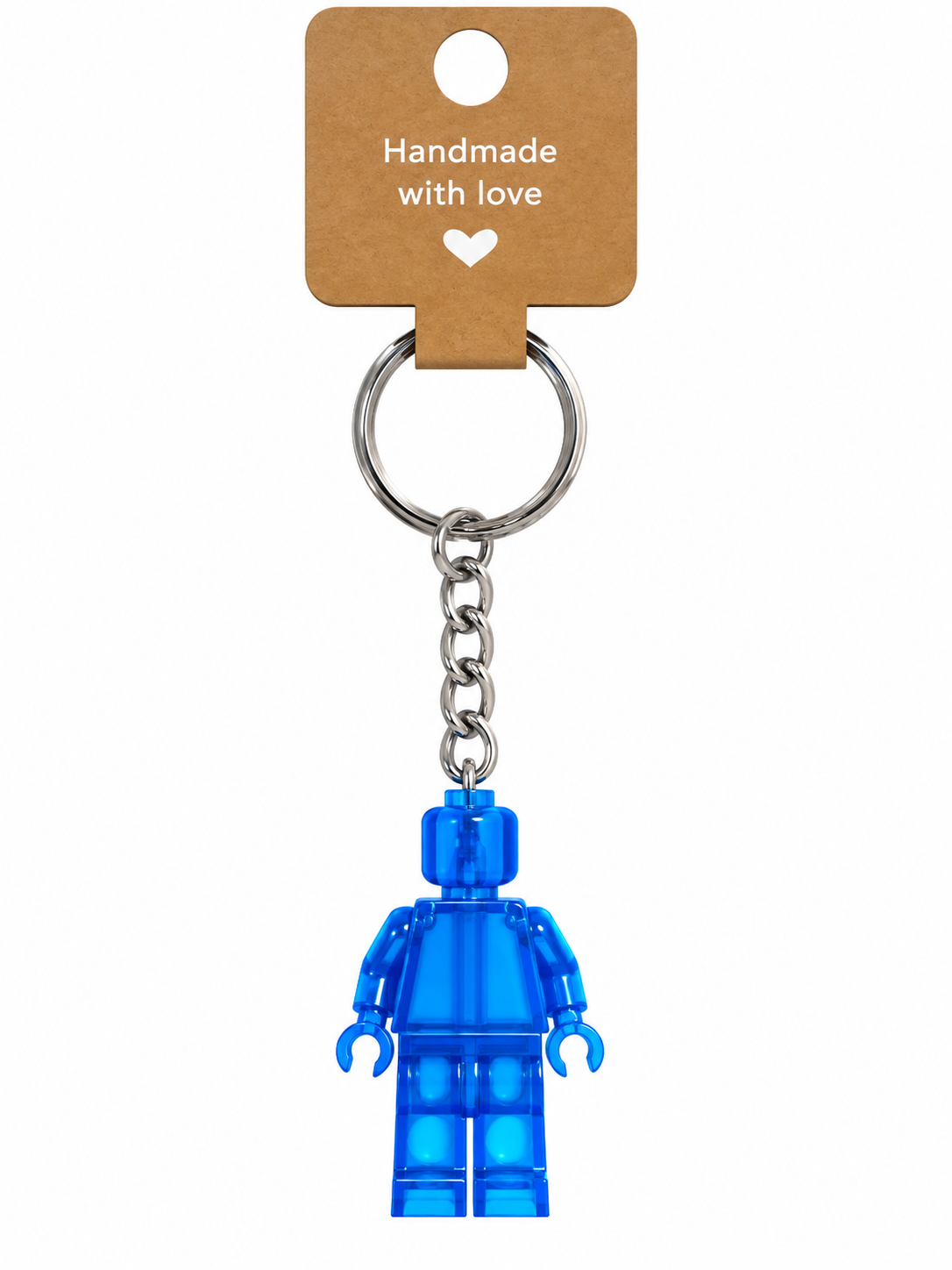 TRANSPARENT BLUE BRICK FIGURE KEYRING