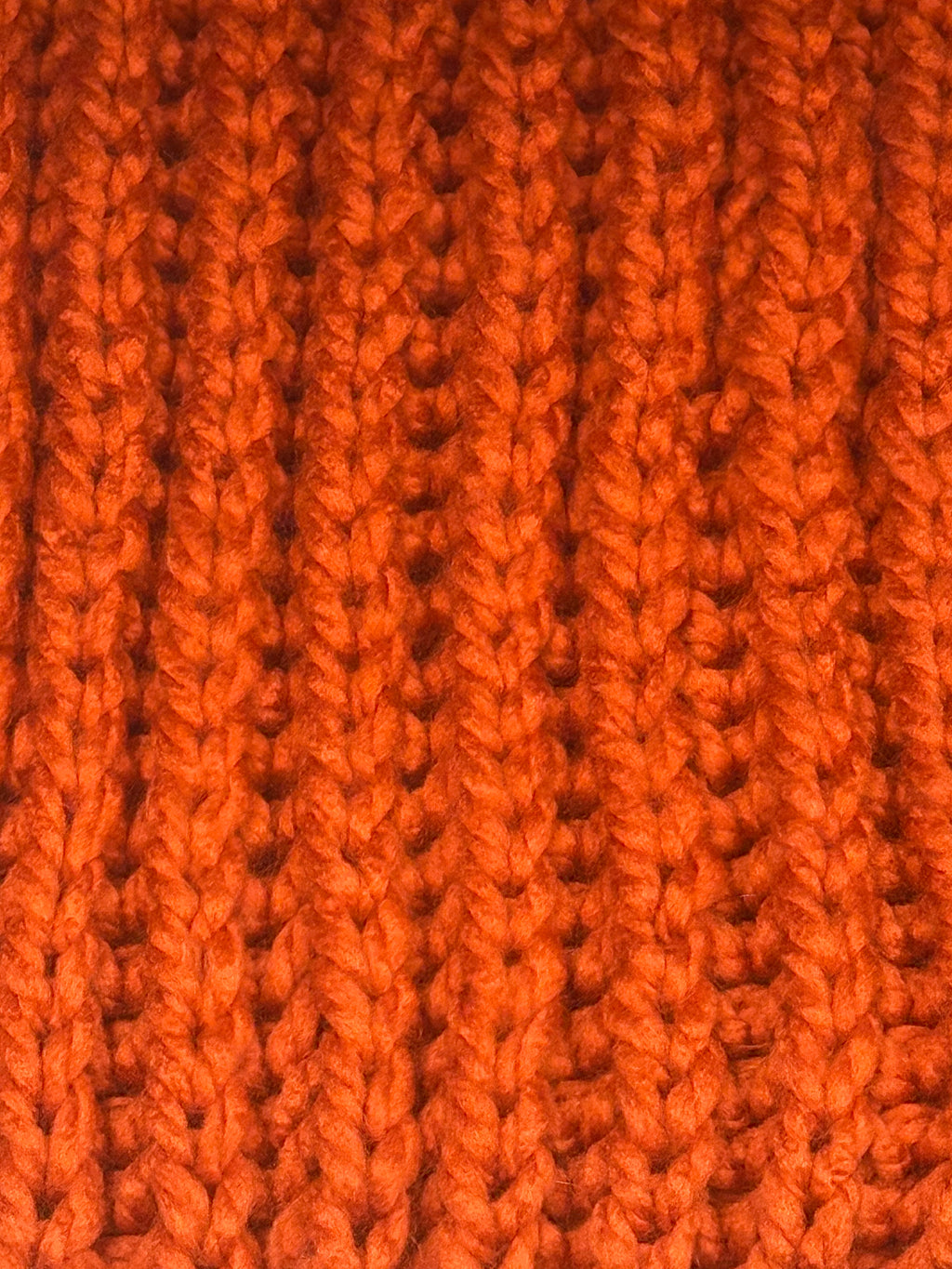 Hand knitted Rust Orange & Grey chunky rib pattern scarf