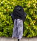 Hand knitted Black & Grey chunky rib pattern scarf