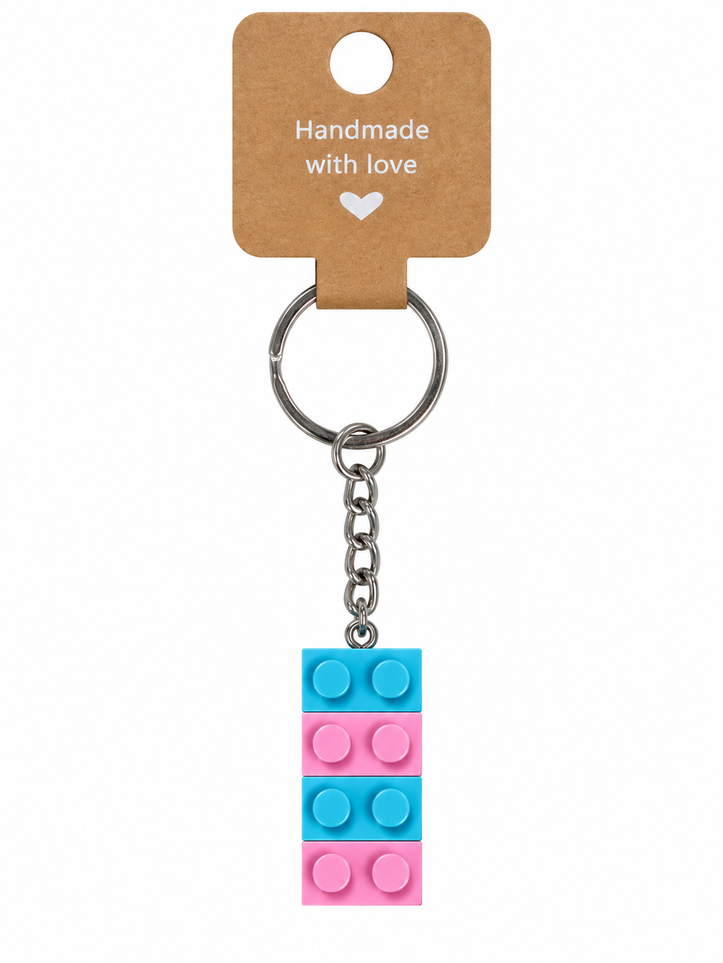 TURQUOISE & PINK BRICK KEYRING