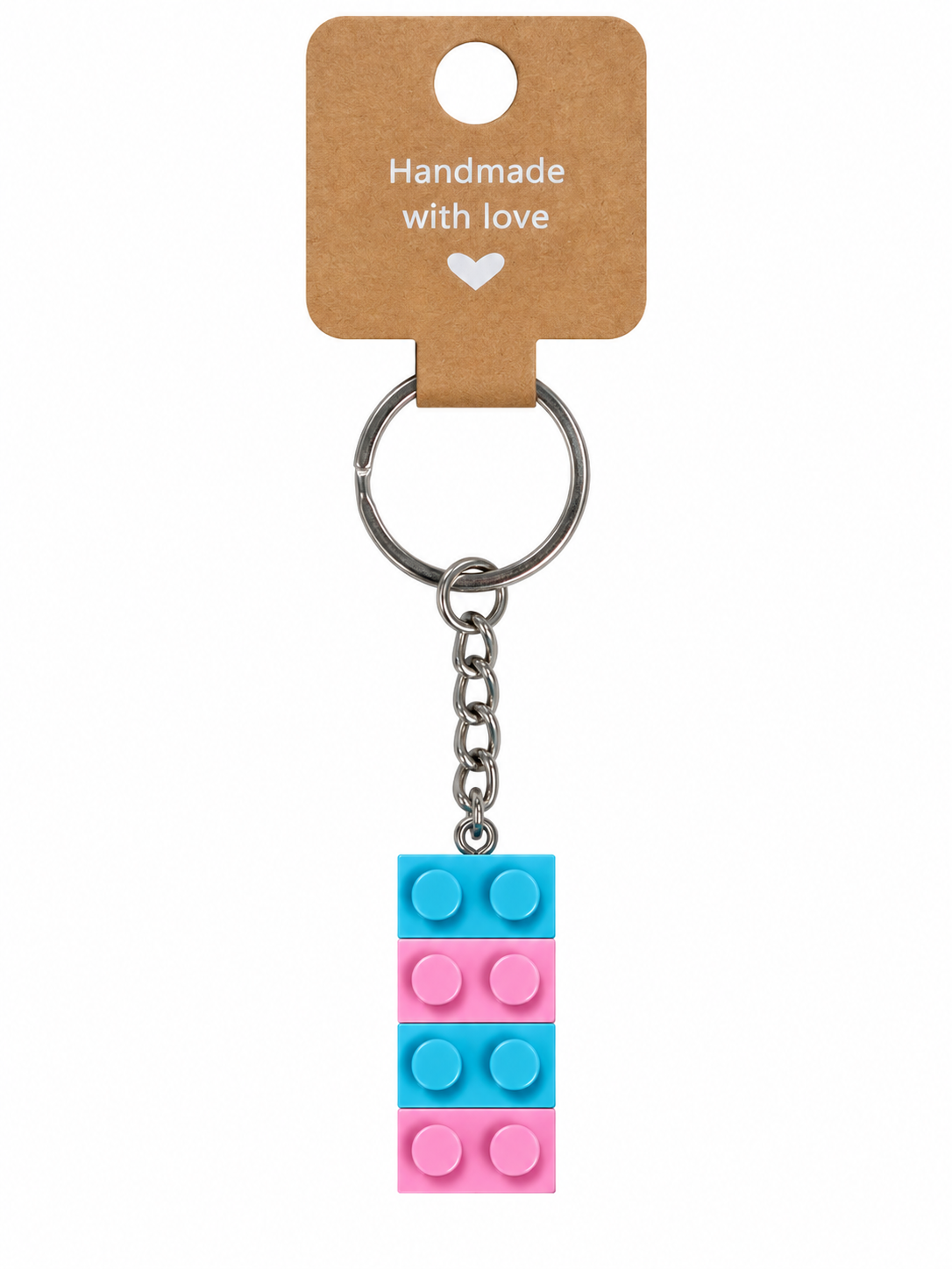 TURQUOISE & PINK BRICK KEYRING