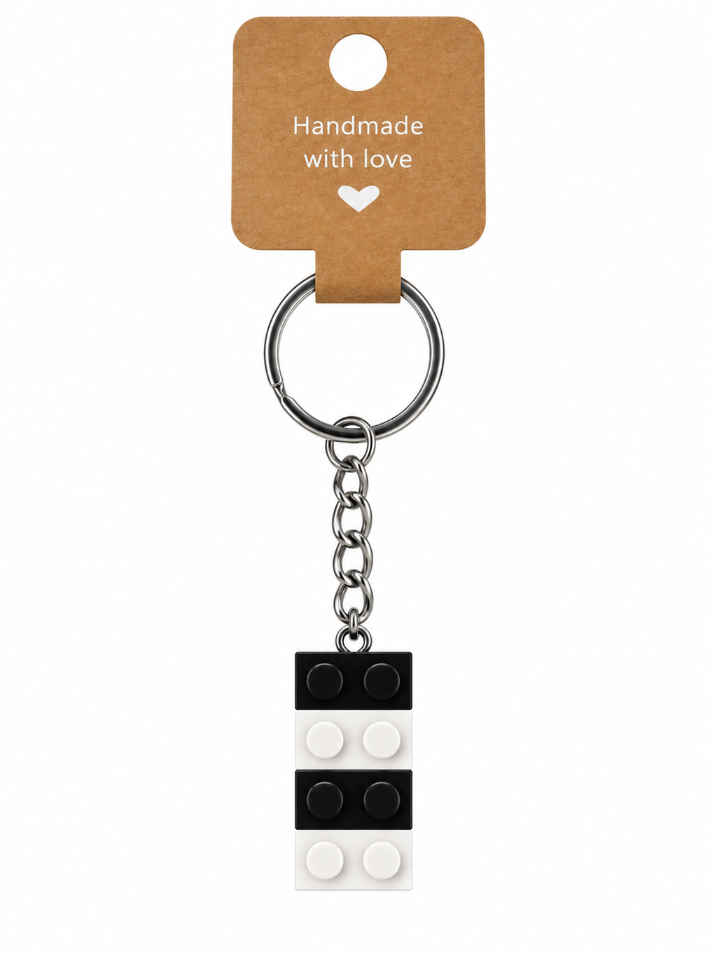 BLACK & WHITE BRICK KEYRING