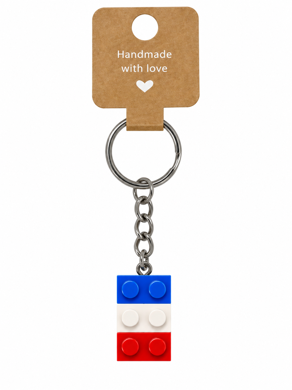 RED, WHITE & BLUE BRICK KEYRING